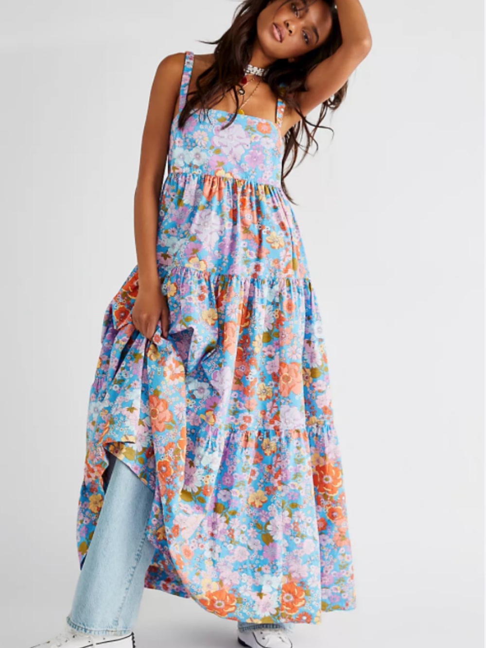 Free People + Park Slope Maxi Dress in BlueBell Combo - Picture 3 of 10